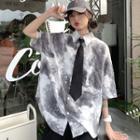Tie-dye Print Shirt With Necktie