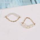 Faux Pearl Chain Ring 5265 - Clip On Earring - One Size