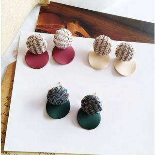 Woven & Alloy Disc Dangle Earring