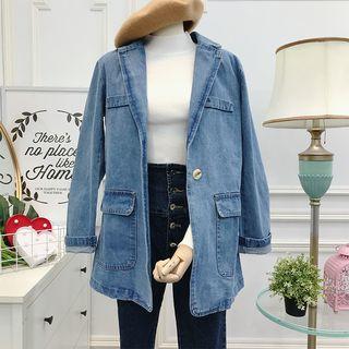 Single-button Denim Jacket