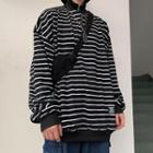 Mock-neck Half-zip Striped Sweatshirt