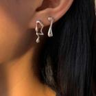 Asymmetrical Sterling Silver Stud Earring 1 Pair - Silver - One Size