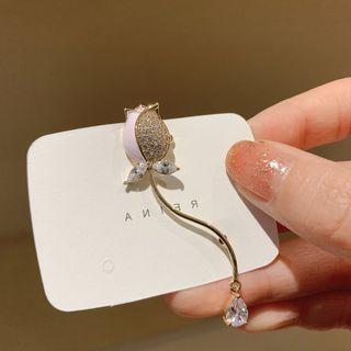 Flower Ear Cuff 1 Pc - Silver Needle - Gold - One Size