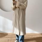 Fleece-lined Long Coat Beige - One Size