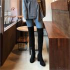Chunky-heel Faux-suede Knee-high Boots