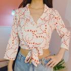 3/4-sleeve Heart Pattern Top