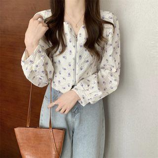 Floral Zip-up Blouse