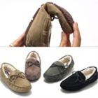 Genuine Suede Faux-fur Lined Moccasins