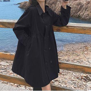 Long-sleeve Plain Trench Jacket