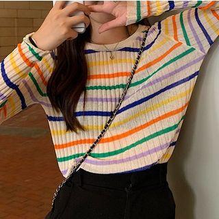 Rainbow Stripe Knit Top