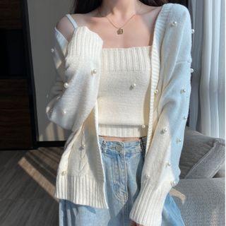 Pearl Set : Camisole Top + Long-sleeve Cardigan