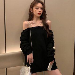 Rhinestone Cold-shoulder Pullover