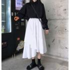 Long-sleeve Plain Shirt / Midi Skirt