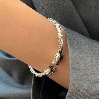 Rose Sterling Silver Open Bangle Sl0702 - Silver - One Size