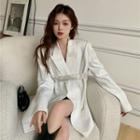 Double-breasted Blazer / Rhinestone Cropped Camisole Top