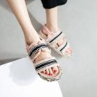 Striped Adhesive Strap Sandals