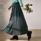 Plaid Maxi Accordion Pleat Skirt