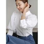 Puff-sleeve Pintuck Faux-pearl Blouse