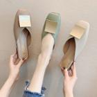 Circle Accent Faux Leather Low-heel Mules