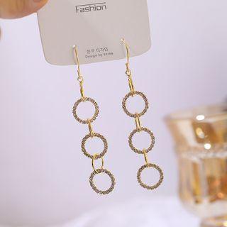 Long Rhinestone Ring Stud Earring As Shown In Figure - One Size