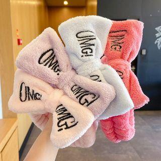 Lettering Embroidered Bow Face Wash Headband