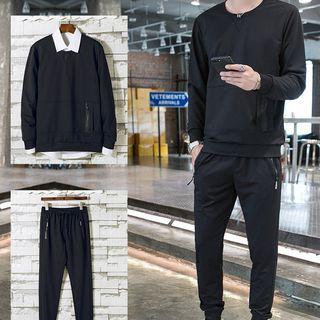 Set: Print Zip Pocket Pullover + Sweatpants