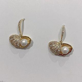 Faux Pearl Rhinestone Shell Dangle Earring