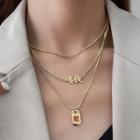 Chinese Characters Pendant Layered Necklace Gold - One Size