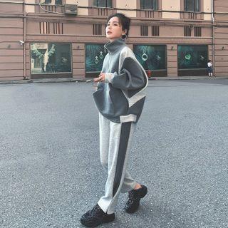 Set : Color Panel Sweatshirt + Sweatpants