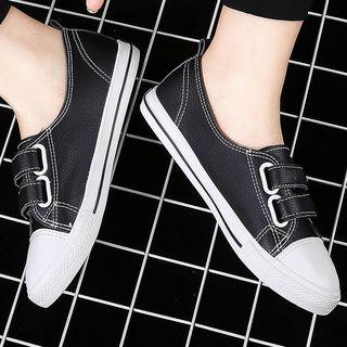 Faux Leather Studded Hook & Loop Sneakers