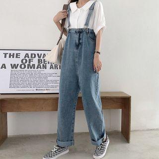Wide-leg Jeans With Suspender