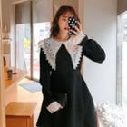 Wide Crochet-collar Band-cuff Dress