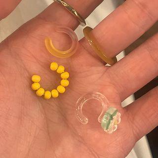 Set Of 3: Ear Cuff 3 Pcs - White & Yellow - One Size