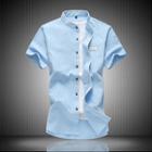Short-sleeve Stand Collar Piping Shirt