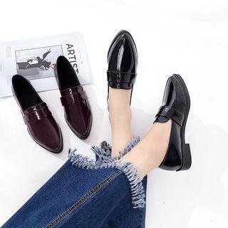 Faux-leather Low Heel Loafers