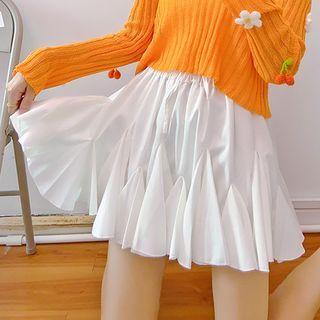 Drawstring Mini A-line Chiffon Skirt