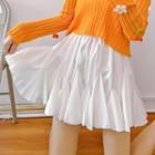 Drawstring Mini A-line Chiffon Skirt