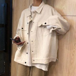 Corduroy Loose-fit Plain Jacket
