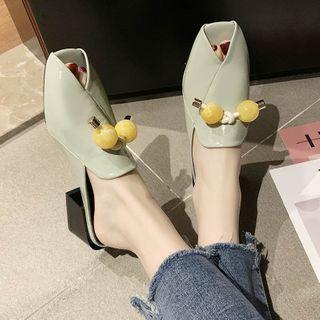 Beaded Block Heel Slide Sandals