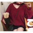 Cut-out Fluffy Sweater