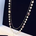 Faux Pearl & Bead Layered Necklace As Shown In Figure - One Size
