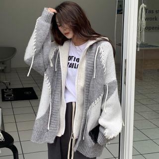 Mock Two-piece Lace-up Cardigan