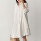 Mandarin-collar Midi Shirtdress