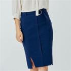 Slit-detail Skirt With Belt