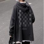 Lettering Checkered Print Hoodie
