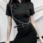 Chain Layered Grommet Belt Black - One Size