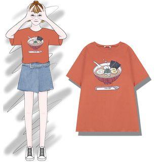 Short-sleeve Ramen Print T-shirt