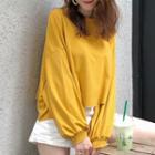 Lantern-sleeve Cropped Pullover