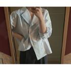 Double-breasted Notch-collar Stripe Blouse