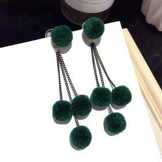 Faux Pearl Smiley Alloy Hoop Dangle Earring Green Steel Earring - One Size